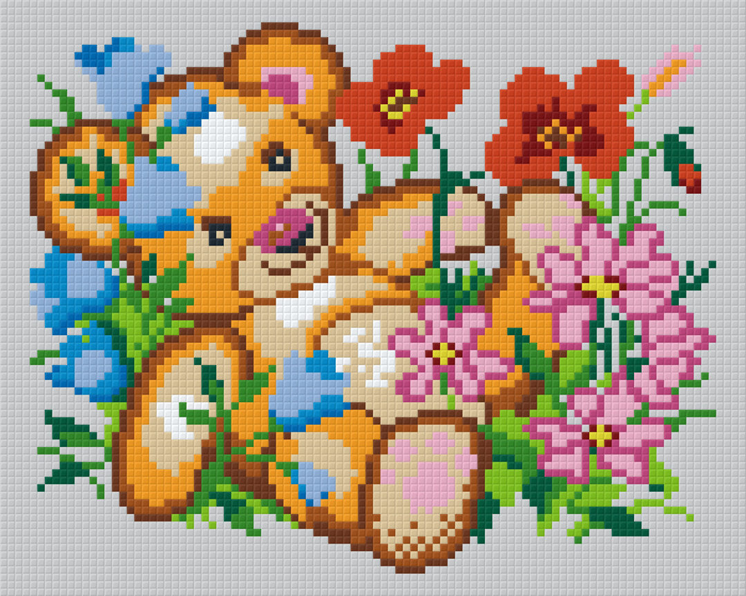 Teddy With Flowers Four [4] Baseplate PixelHobby Mini-mosaic Art Kit image 0